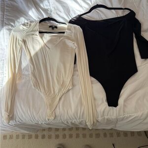Cream and Black Lulu’s Long Sleeve Bodysuits
